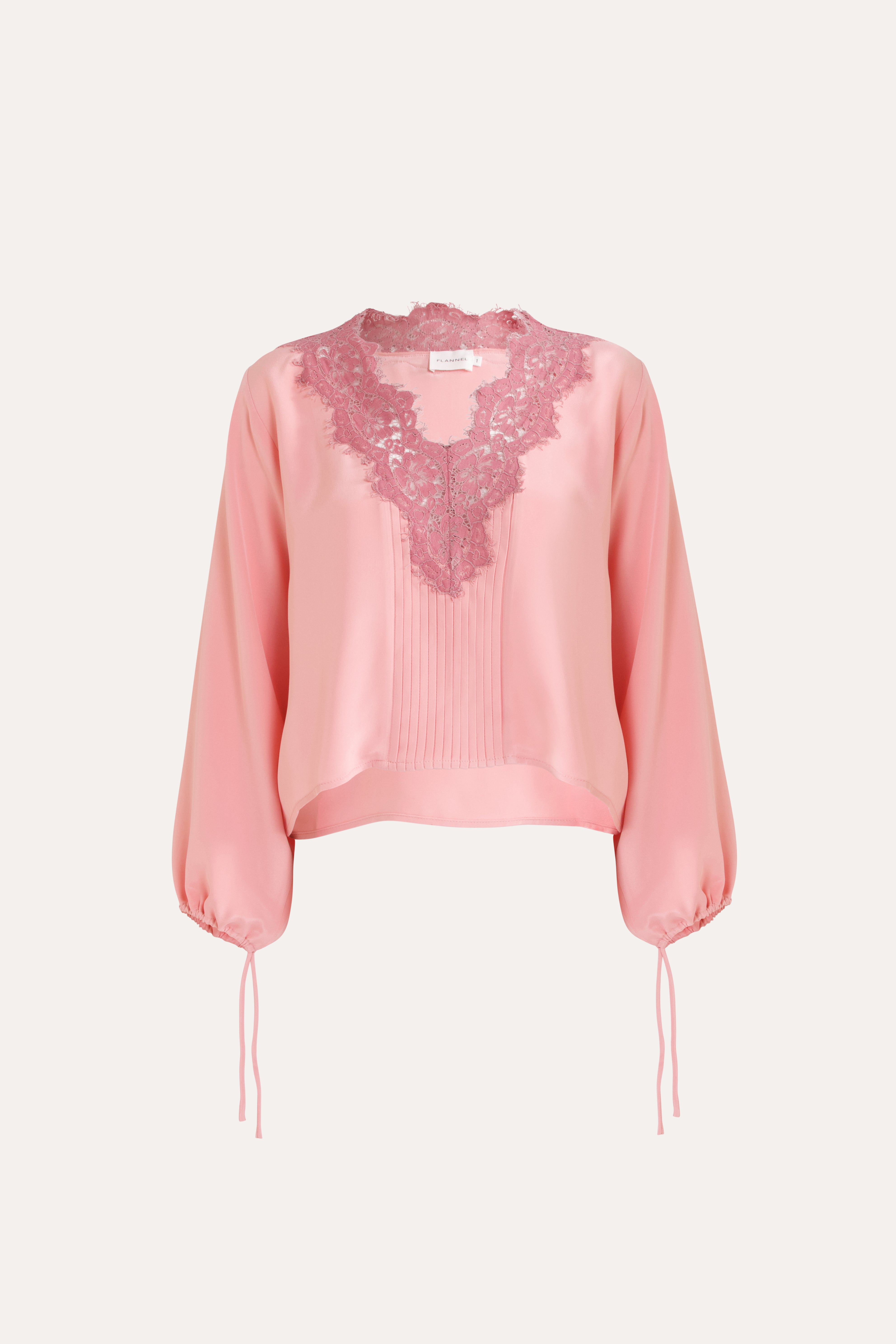 Nettie Silk & Lace Long Sleeve Top