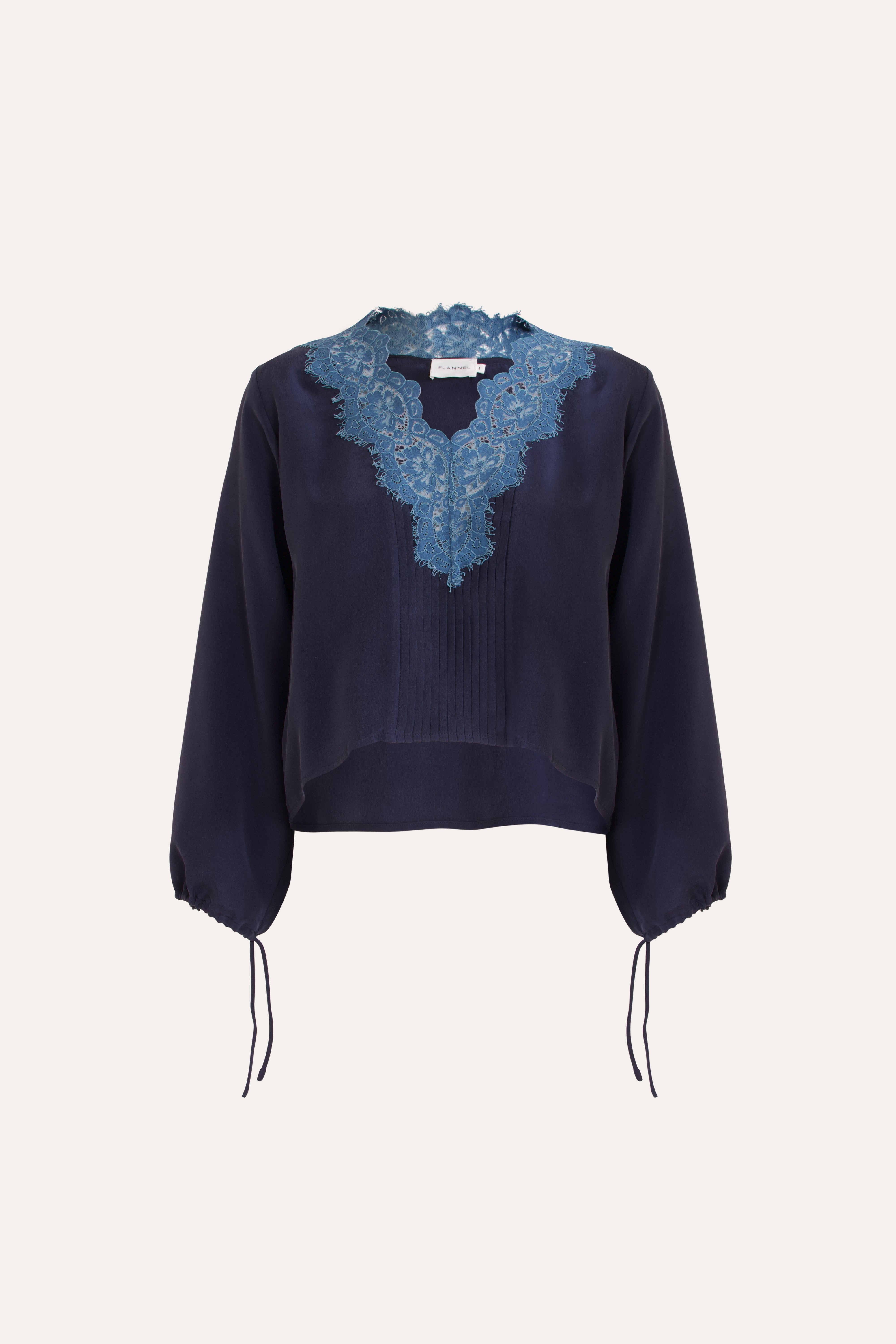 Nettie Silk & Lace Long Sleeve Top