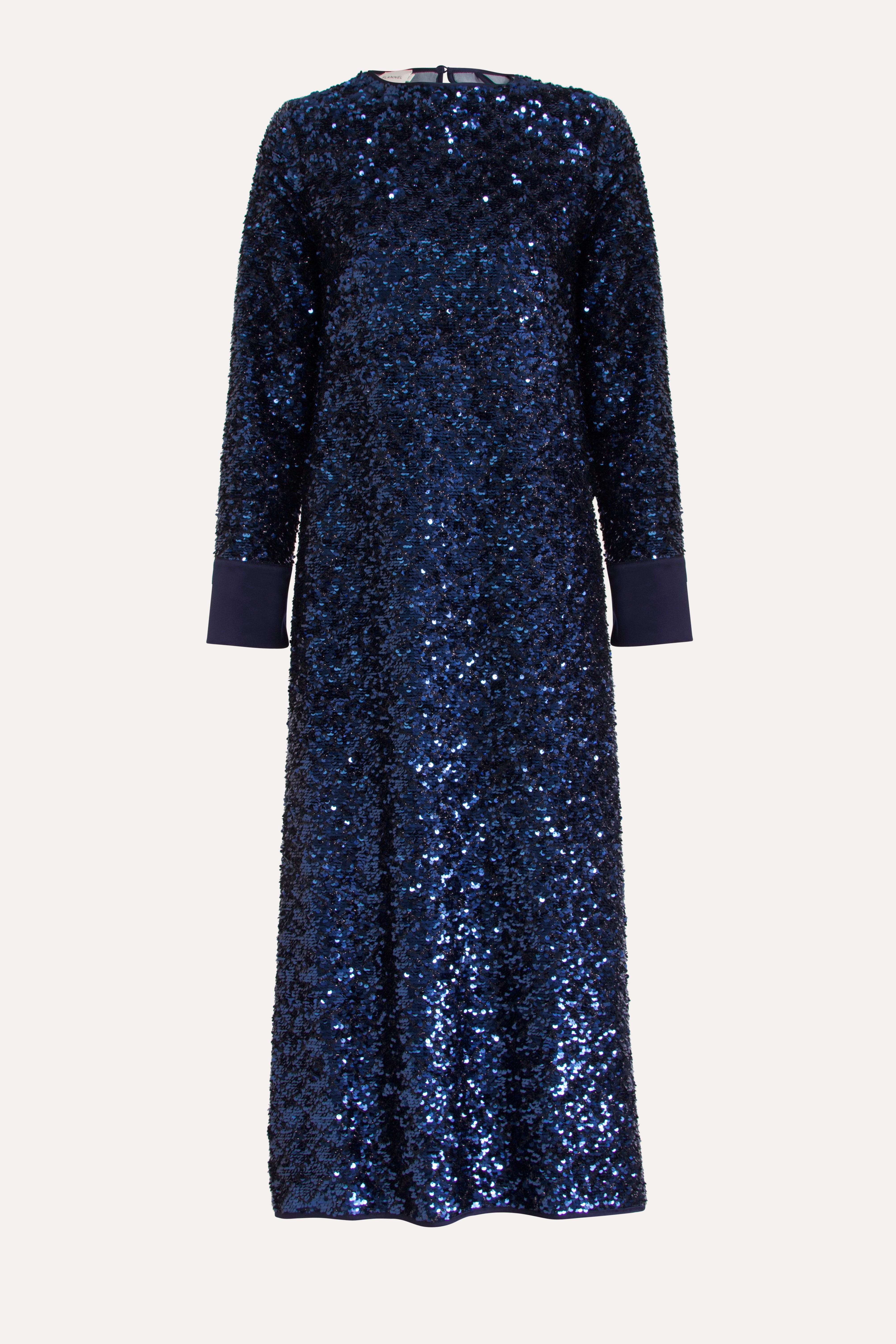 Meg Navy Sequin Long Sleeve Dress