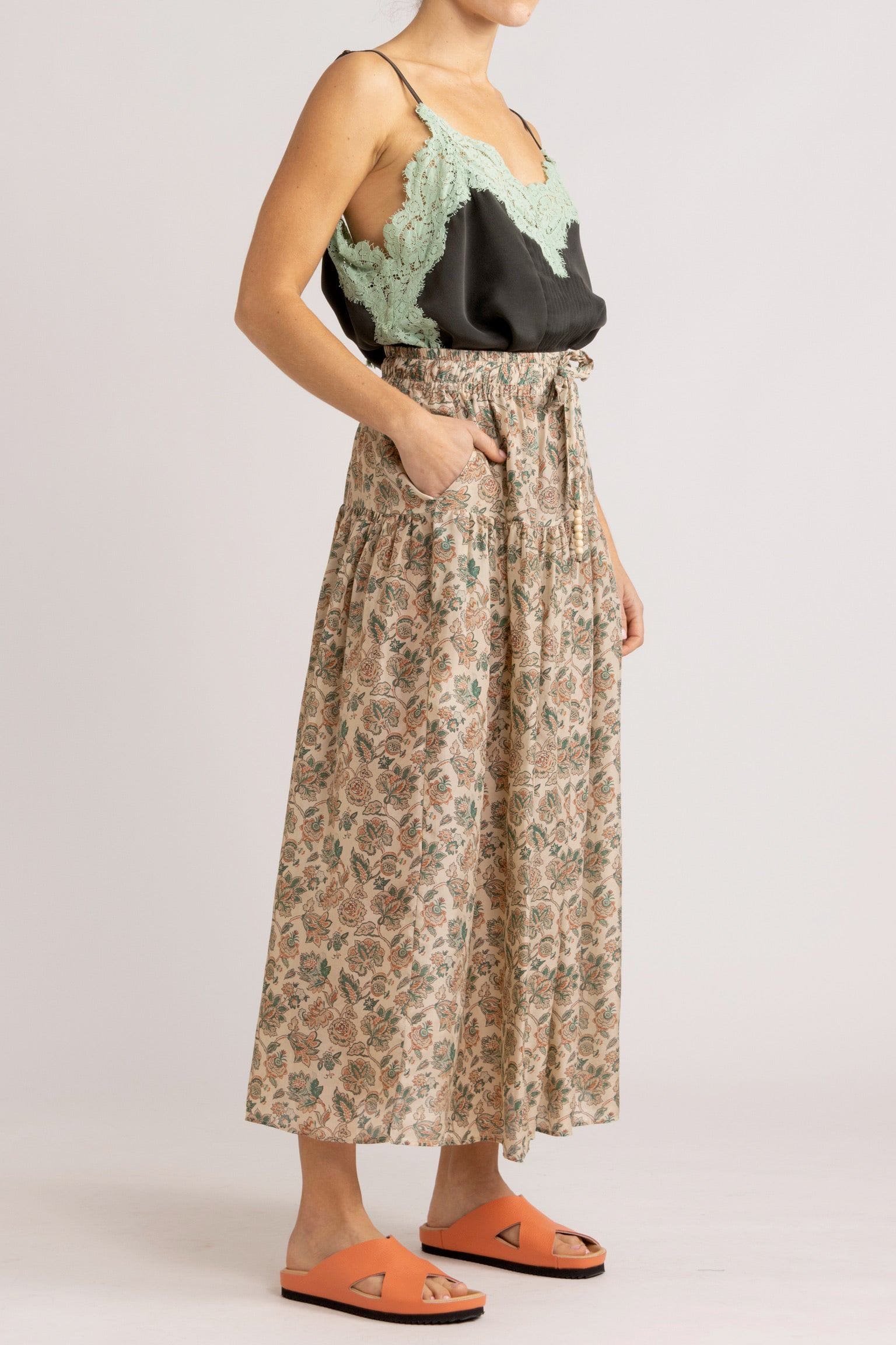 Paloma Floral Silk Habotai Skirt