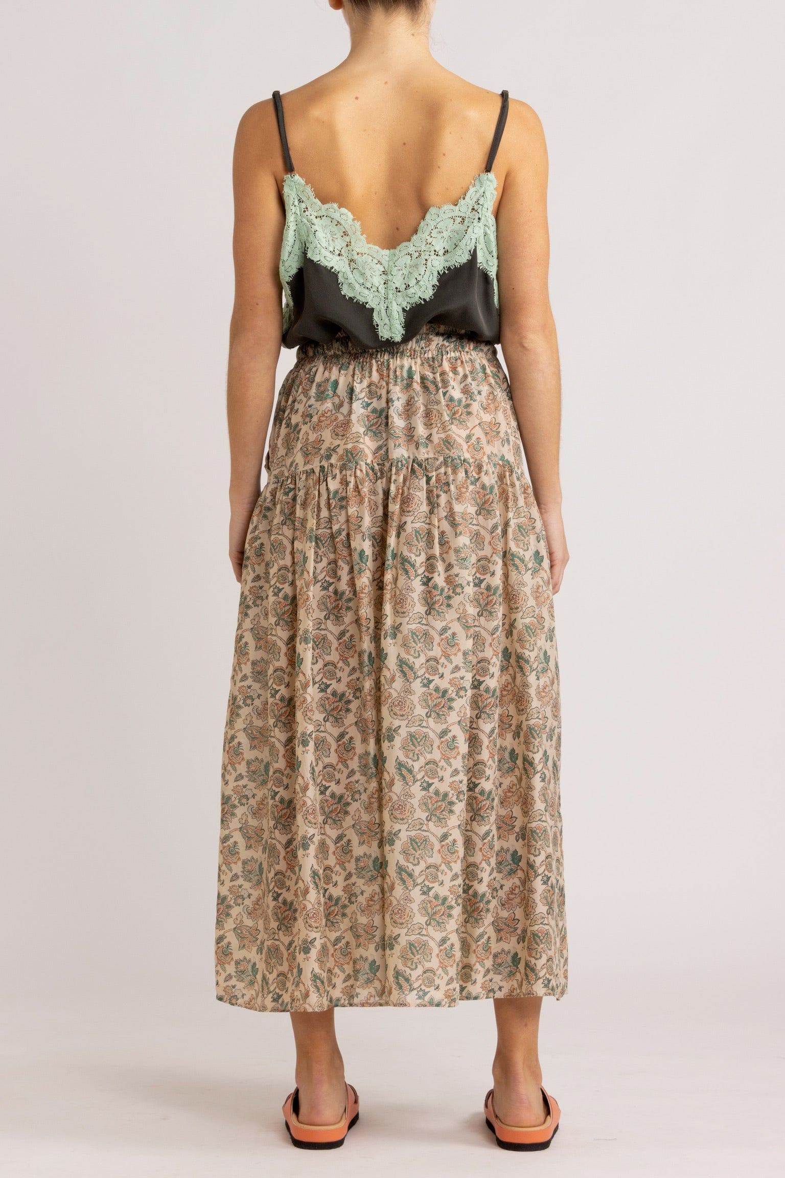 Paloma Floral Silk Habotai Skirt