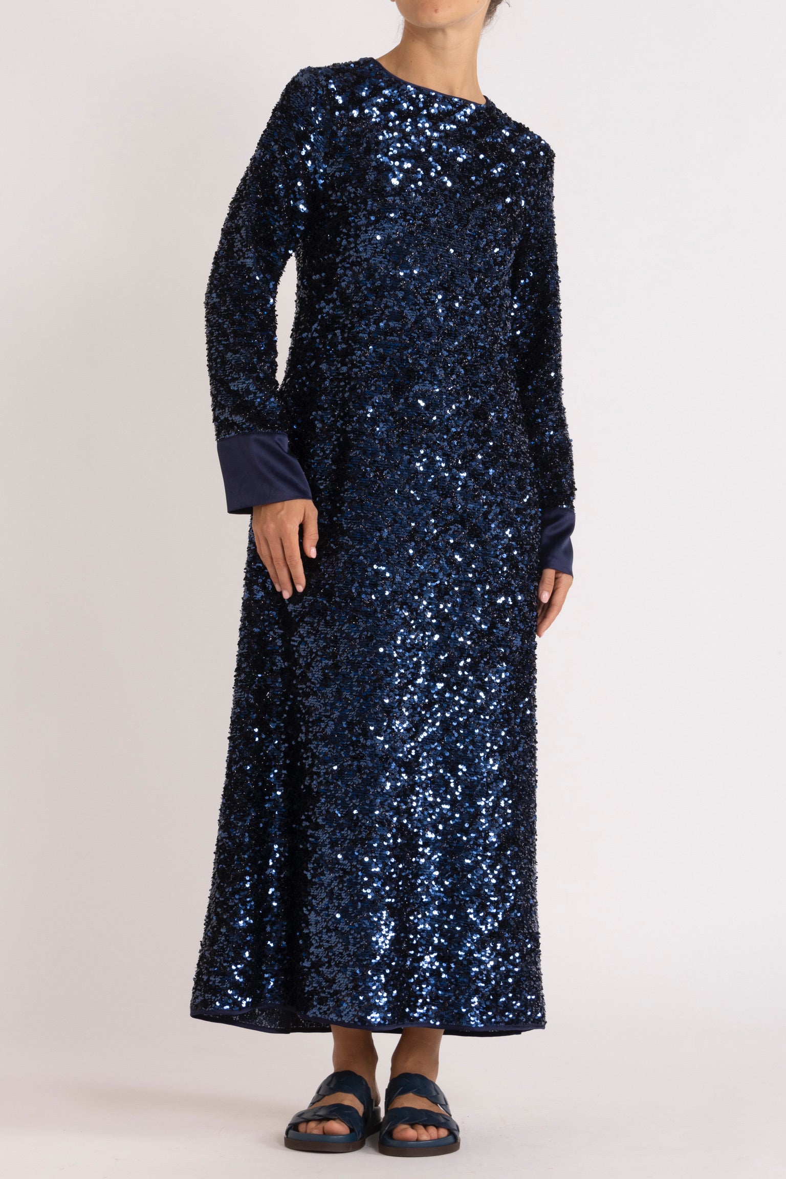 Meg Navy Sequin Long Sleeve Dress