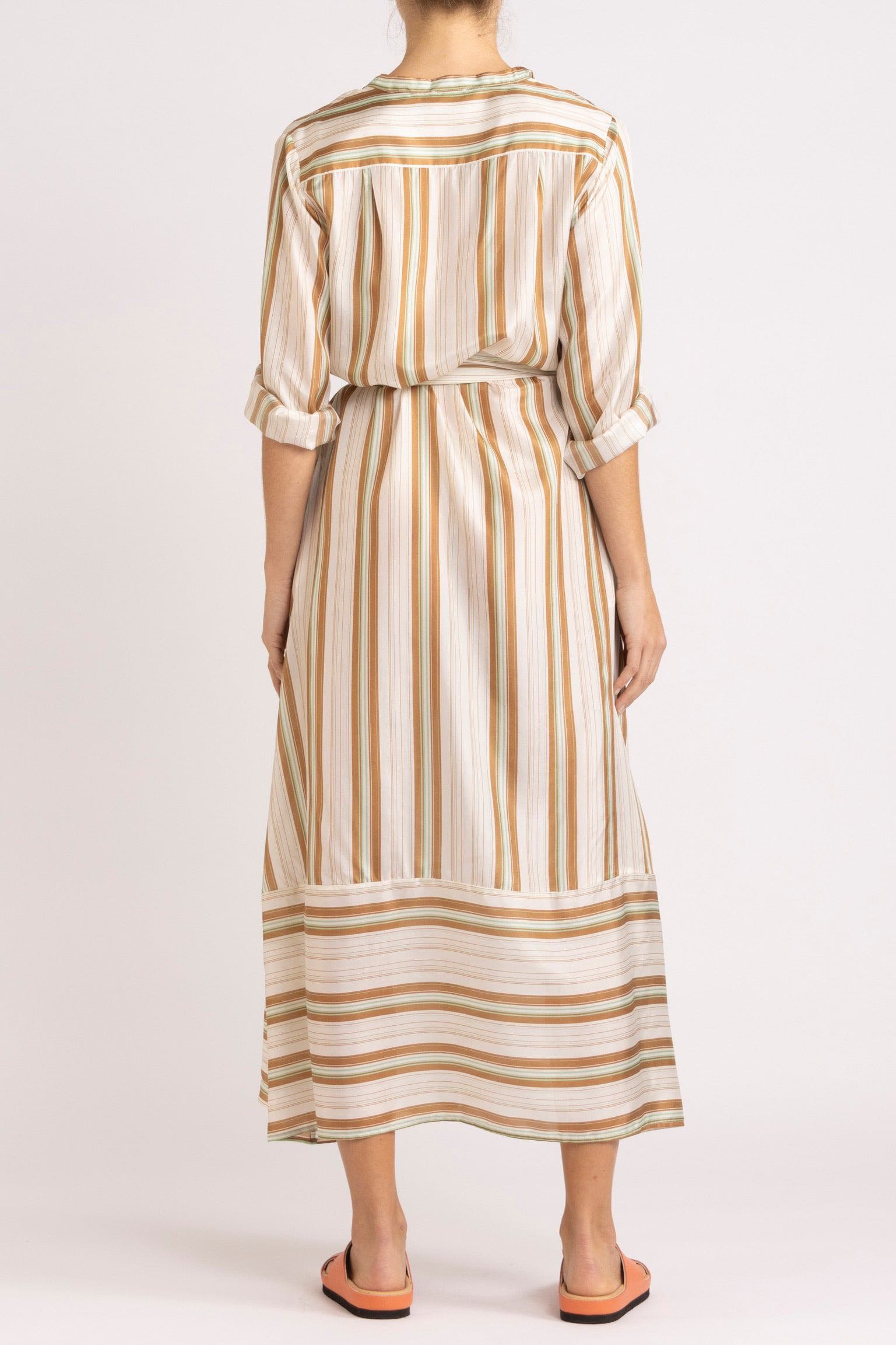 Mira Stripe Silk Shirt Dress