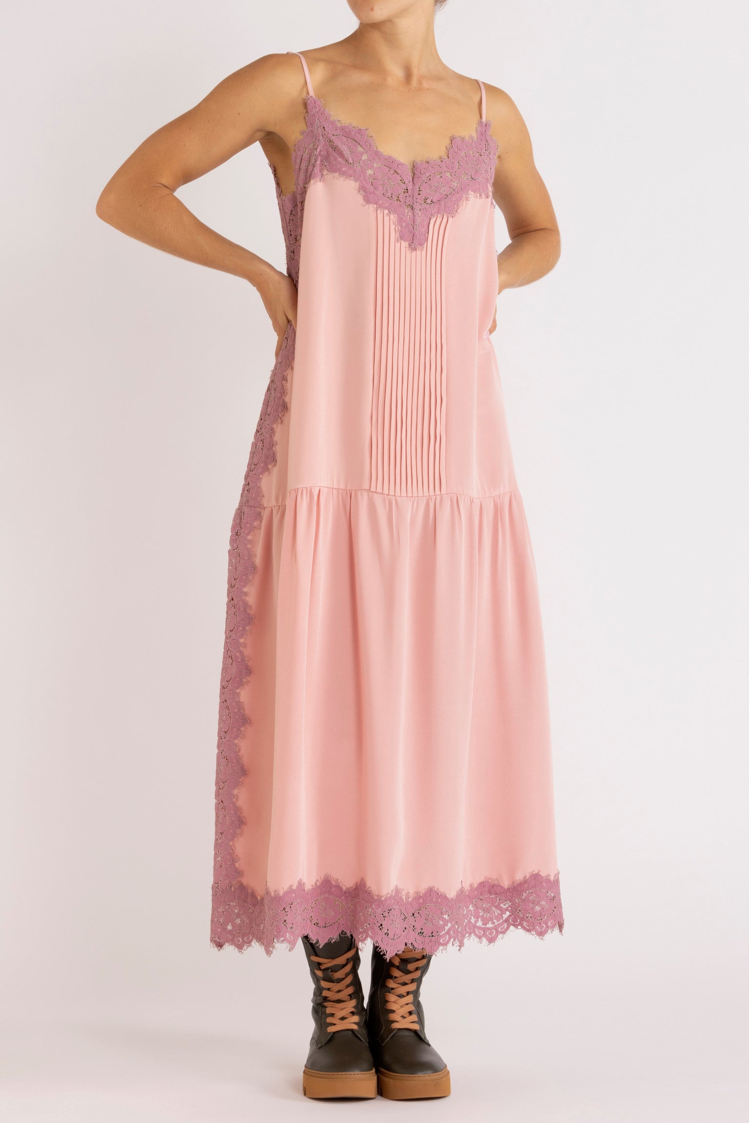 Nettie Silk & Lace Maxi Dress