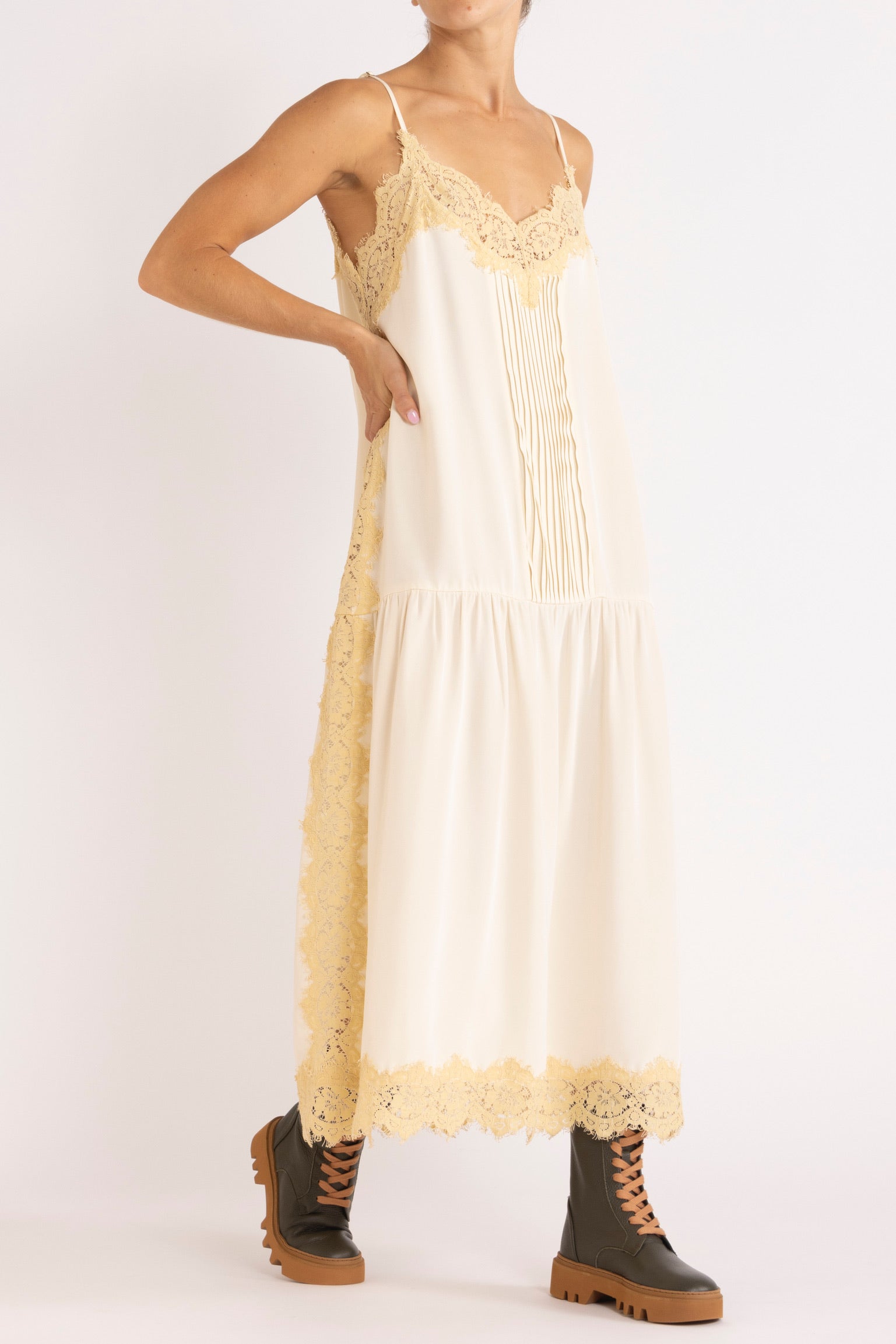 Nettie Silk & Lace Maxi Dress