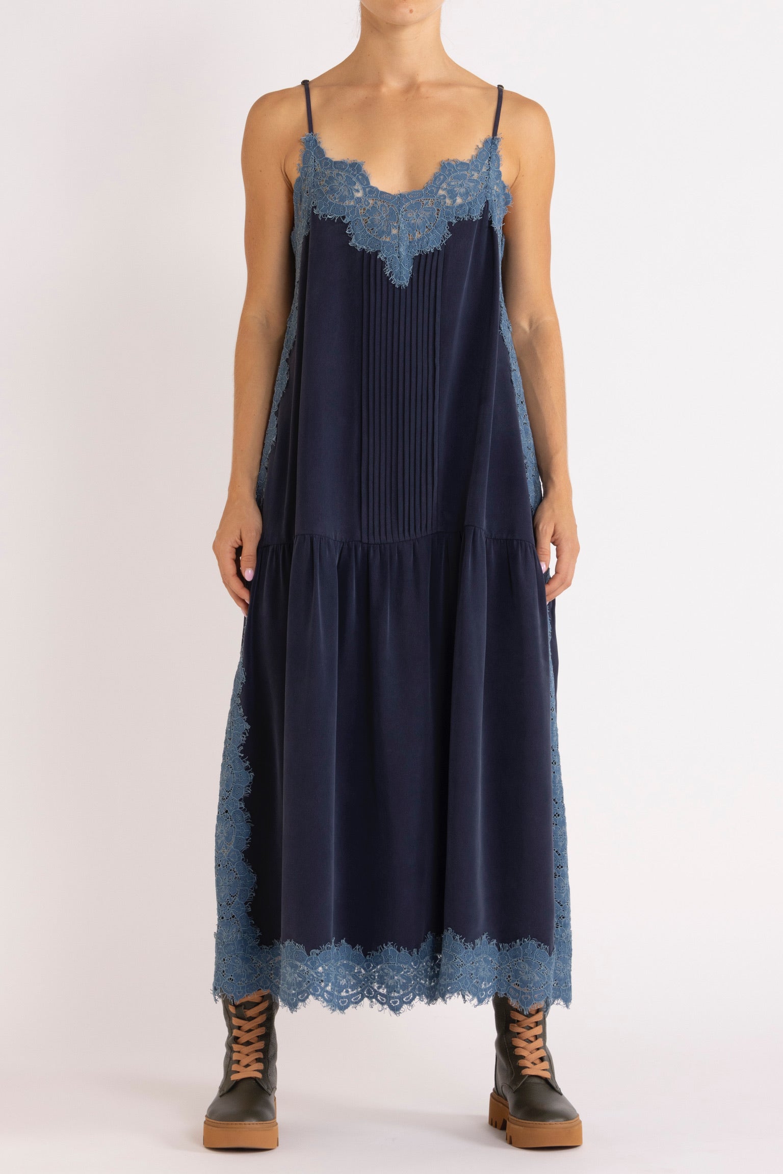 Nettie Silk & Lace Maxi Dress