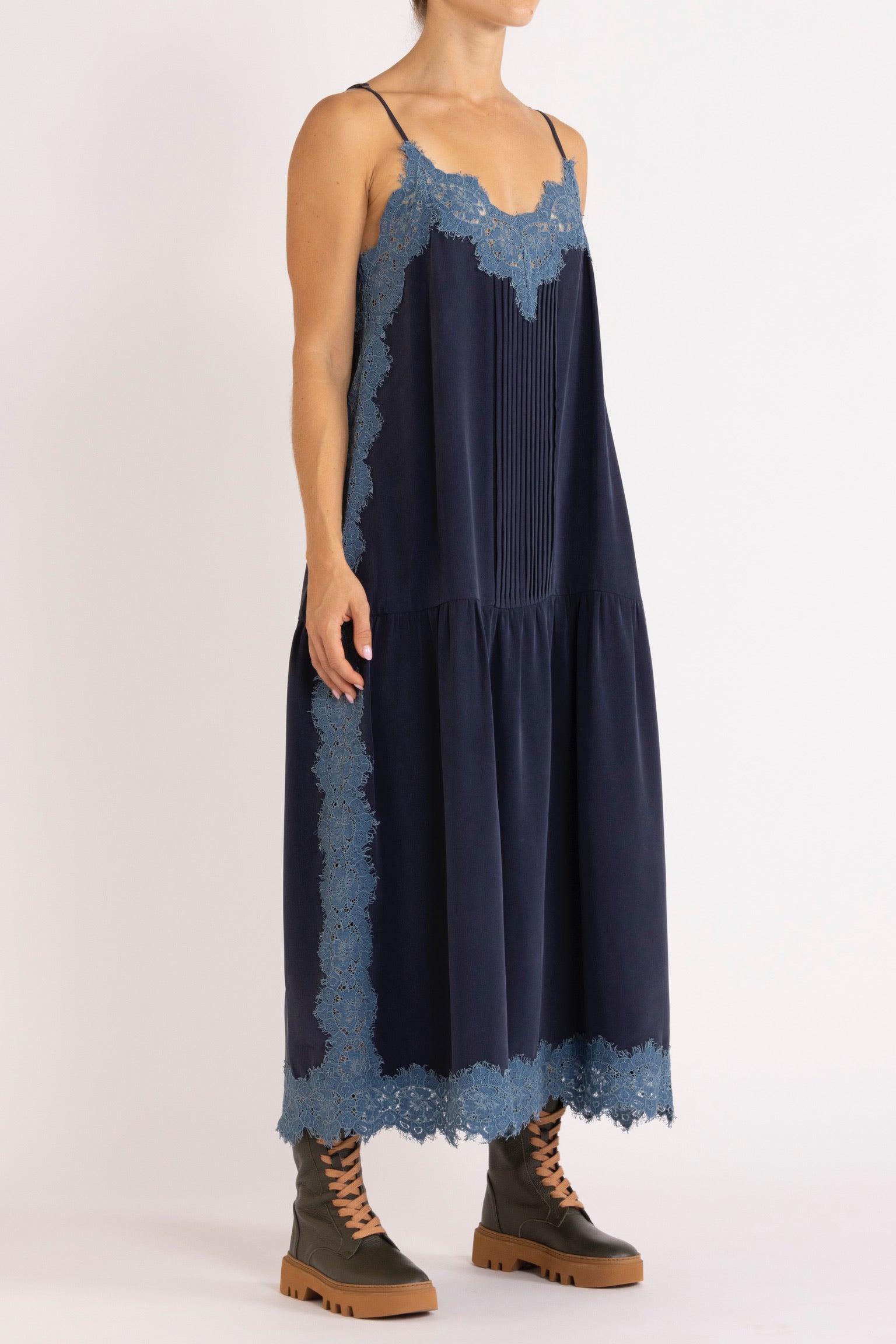 Nettie Silk & Lace Maxi Dress