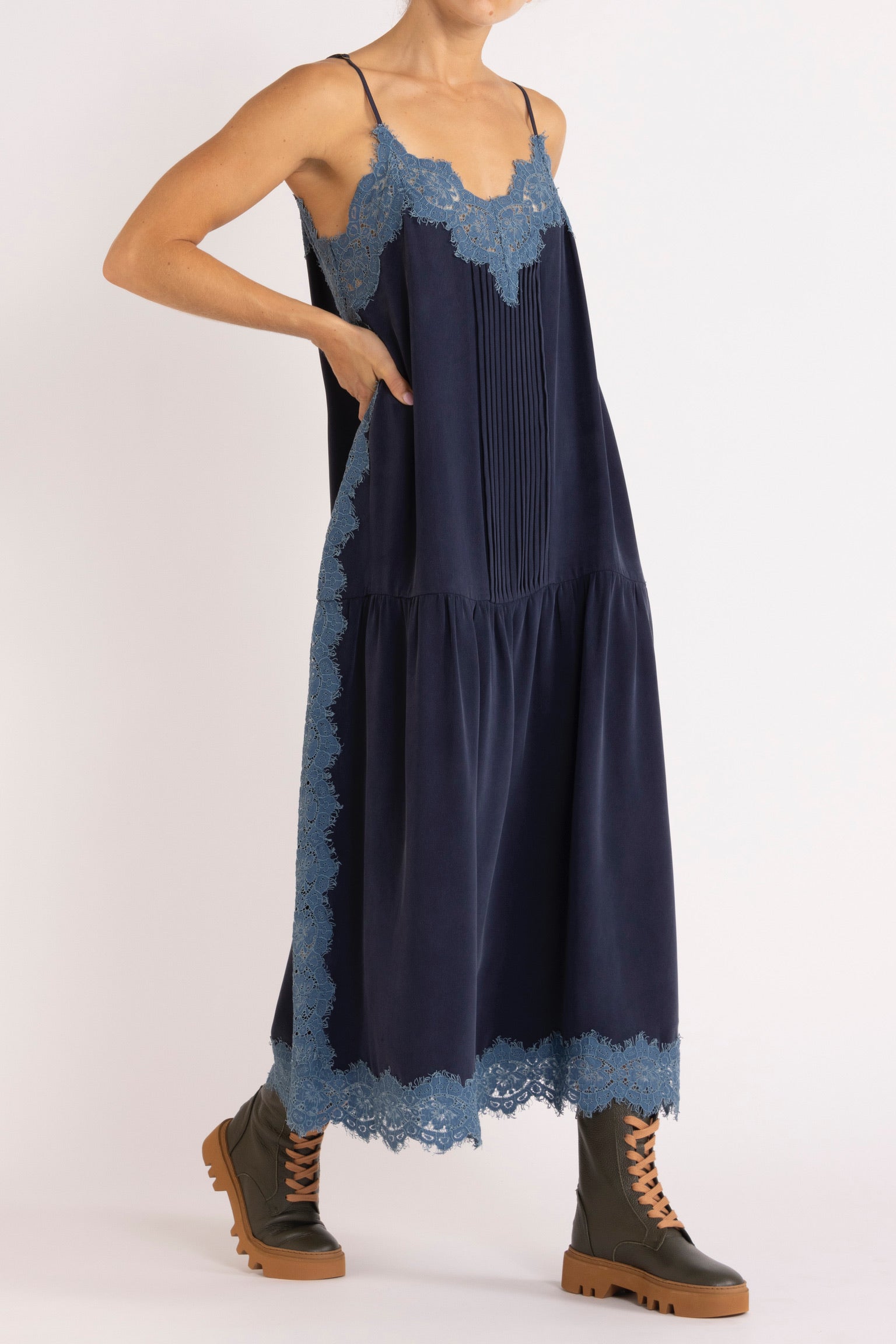 Nettie Silk & Lace Maxi Dress