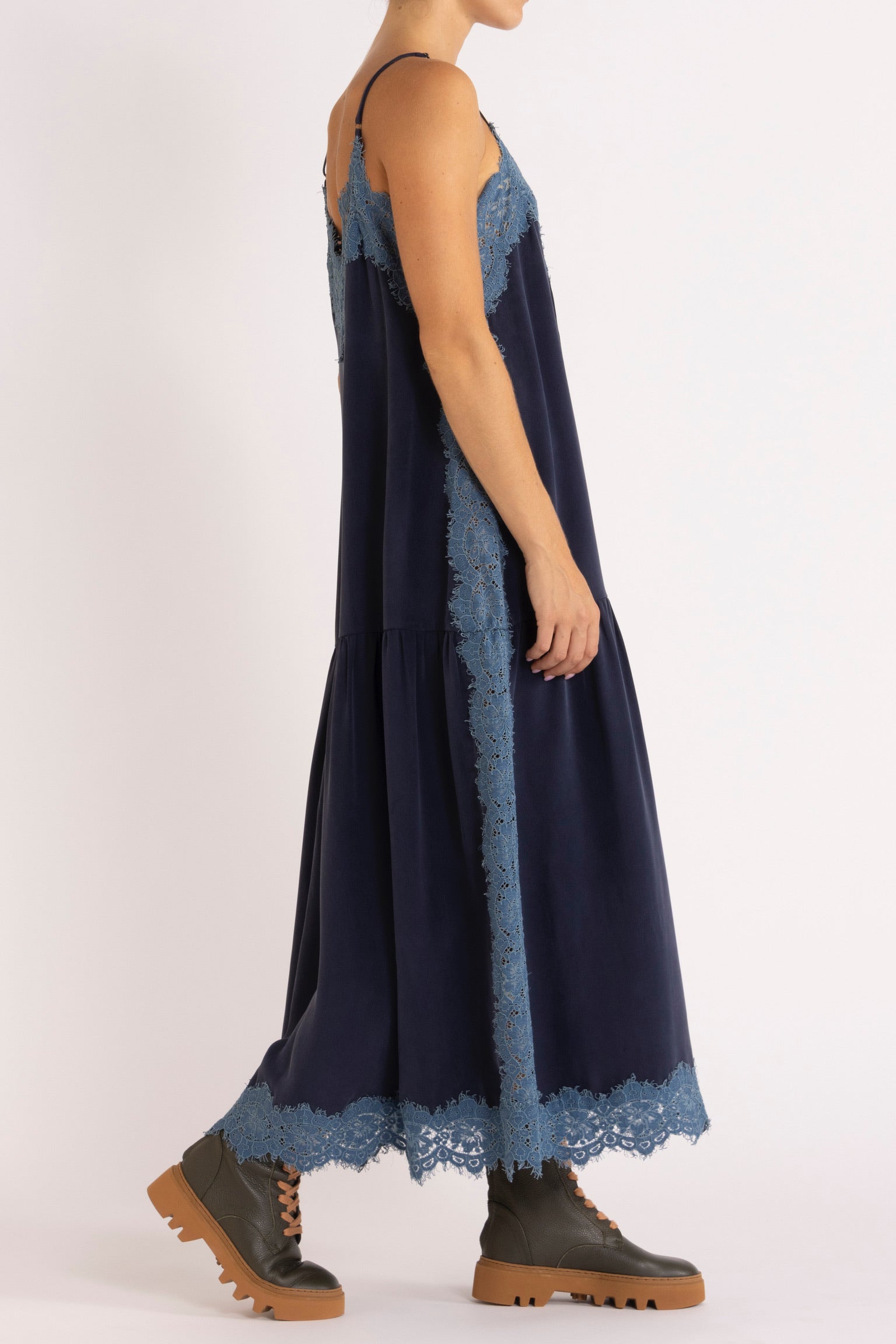 Nettie Silk & Lace Maxi Dress