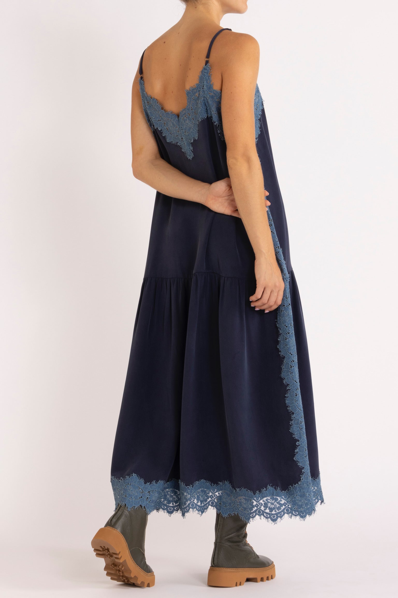 Nettie Silk & Lace Maxi Dress