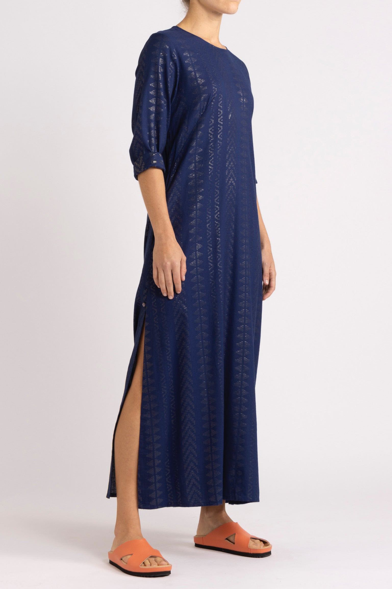 Declan Cotton-Viscose Dress with Metallic Print