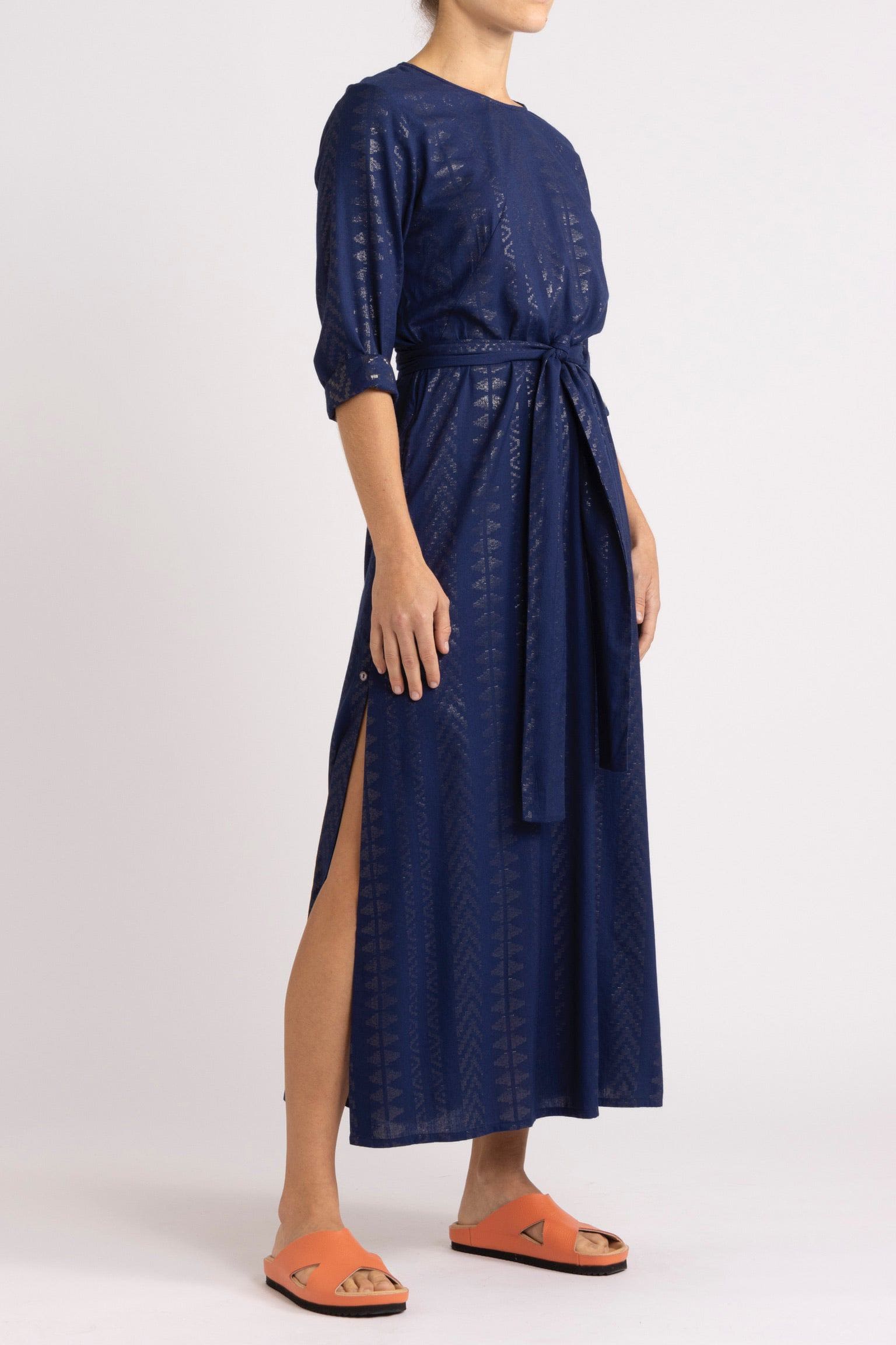 Declan Cotton-Viscose Dress with Metallic Print