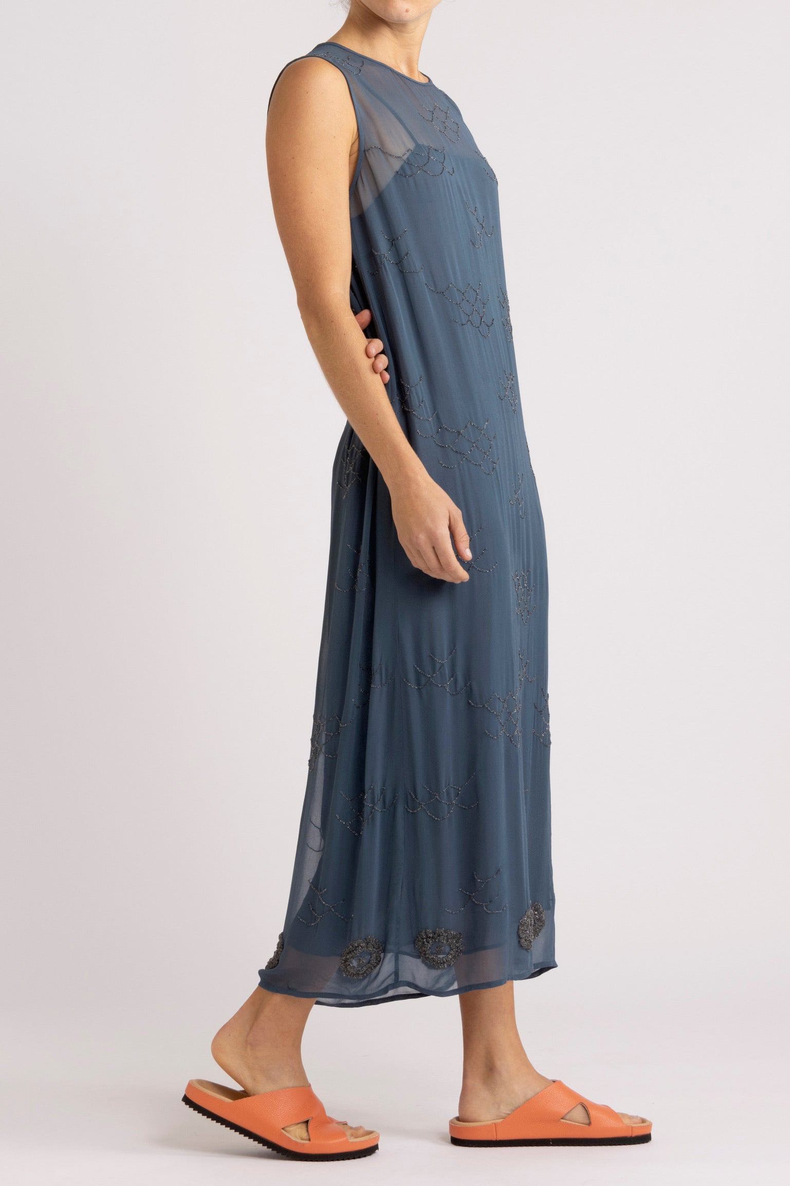 Darcy Beaded Chiffon Sleeveless Dress